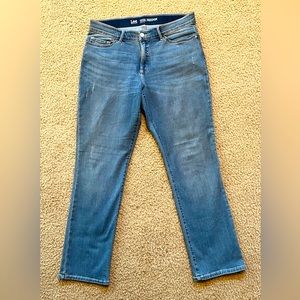 Lee Modern Series Total Freedom Straight Leg Stretch Jeans, Blue, Size 14 Med